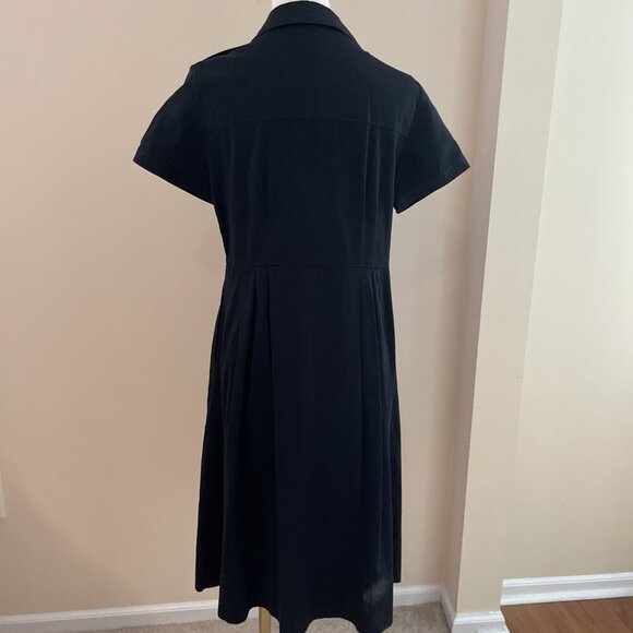 Charter Club Midi Shirt Dress Size 6 Black Button Down Pleated Stretch Classic - Picture 5 of 12
